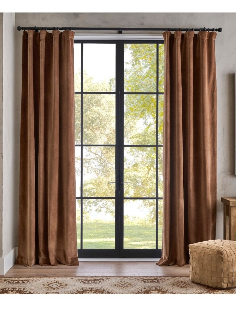 Brand New Pottery Barn Set of 2 Velvet Twill Blackout CurtainsCognac 50" x 108"